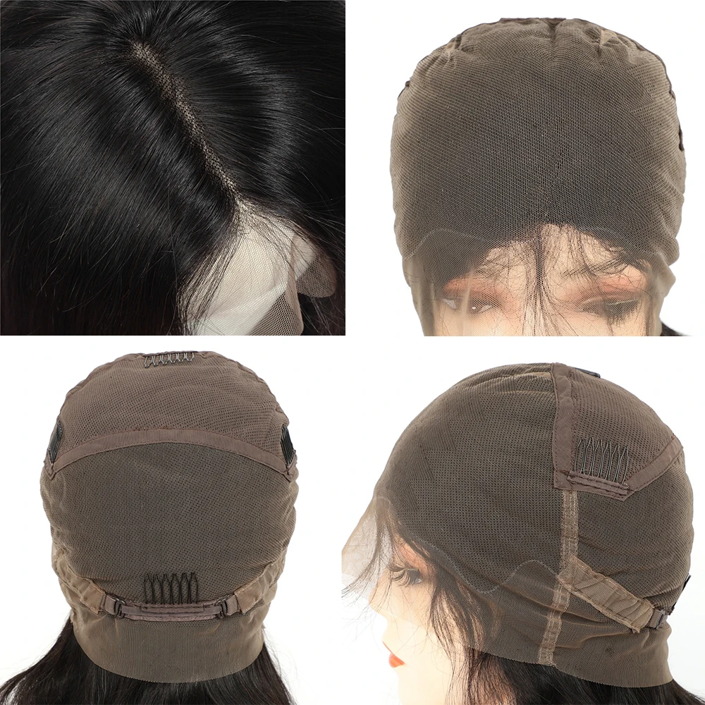 Full Lace wig Brazilian Straight Human Hair Wig With Baby Hair Preplucked Glueless Highlight 180% Density 12-28" remy