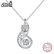 Effie queen Кристалл для женщин S925 Стерлинговое Серебро ожерелья Милая лиса кулон ожерелье для женщин леди девушка ювелирные изделия лучший подарок BN53