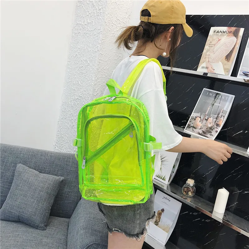 Pasteles temor Enfermedad infecciosa Bolso escolar fluorescente transparente para mujer, mochila escolar de gran  capacidad para la compra de viaje _ - AliExpress Mobile