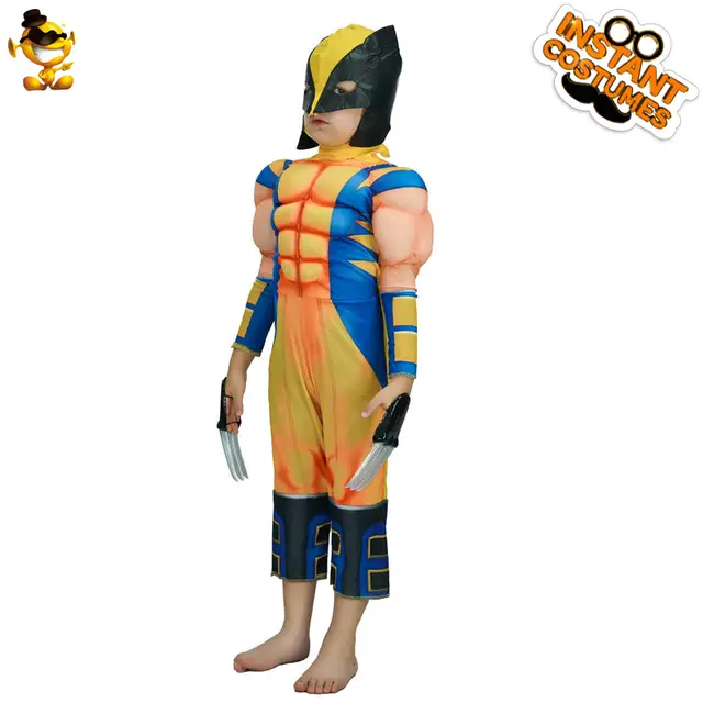 Kid Muscle Wolverine Jumpsuit Costume Role Play Christmas Disguise