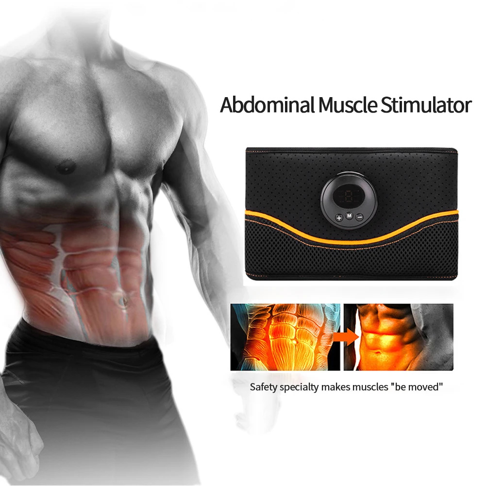 Exercise EMS Vibration Abdominal Muscle Stimulator Gym Equipment Smart Slimming Body Trainer Belt Fat Burning USB Rechargeable