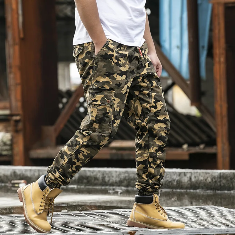 

Camouflage Pants MEN'S Overalls Loose And Plus-sized Beam Leg Popular Brand Plus-sized Elastic Waist Fat Casual Uniform Pants