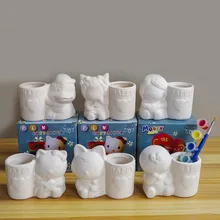 Средний держатель для ручки, материал «сделай сам», Детская школа, цветная живопись, Керамические красители, не гипсовая форма Средний держатель для ручки, материал «сделай сам», Детская школа, цветная живопись, Керамические красители, не гипсовая форма