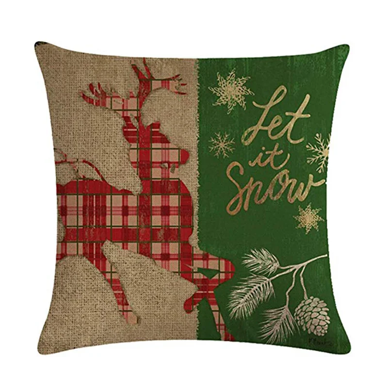 Рождественская Декоративная Наволочка на подушку в стиле ретро с изображением Санта Клауса, оленя, рождественский подарок, наволочка, снежинка, диванная подушка, Cojines - Цвет: LLP0021