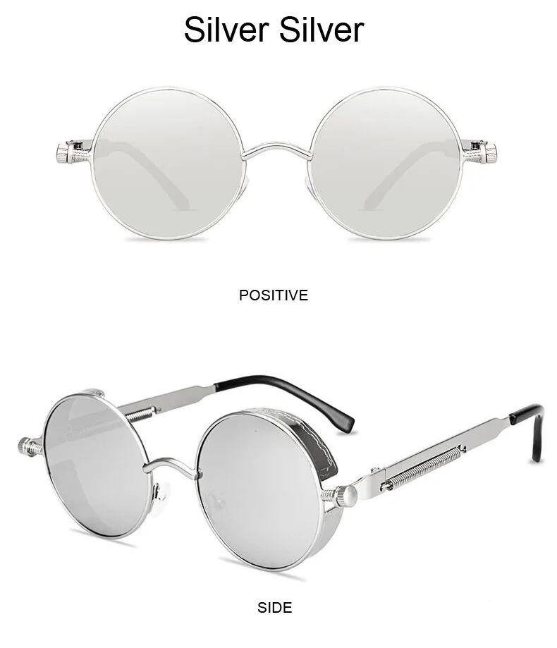 Óculos de sol steampunk vintage redondos design retrô_voghion.com