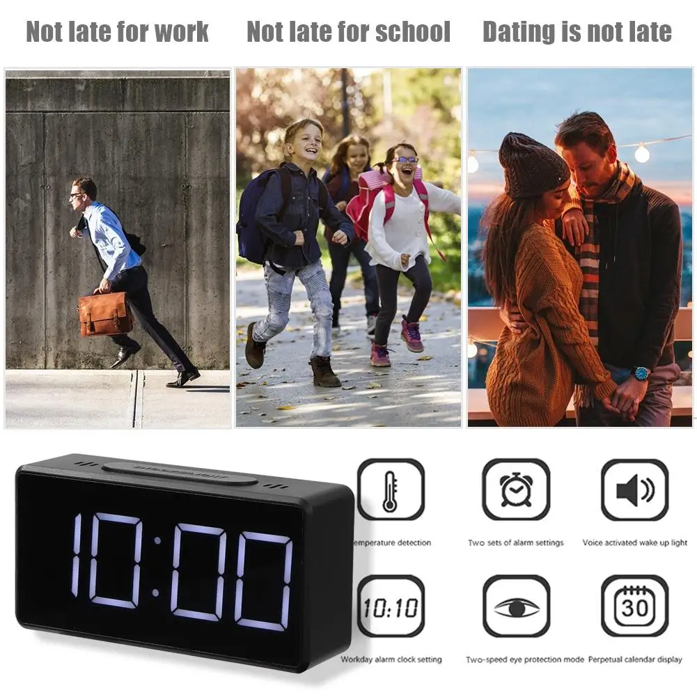 Led Mini Student Clock Usb Desktop Electronic Alarm Clock &deg;c-℉ Temperature Tester-white Light 2 Levels Of Brightness digital clock digital desk clock mini desk clock