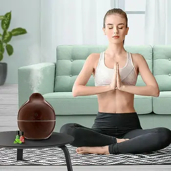 

Wooden Aroma Essential Oil Diffuser Cool Mist Humidifier Air Diffuser Home Top Filling For Bedroom Freshener Air Humidifier G0J4