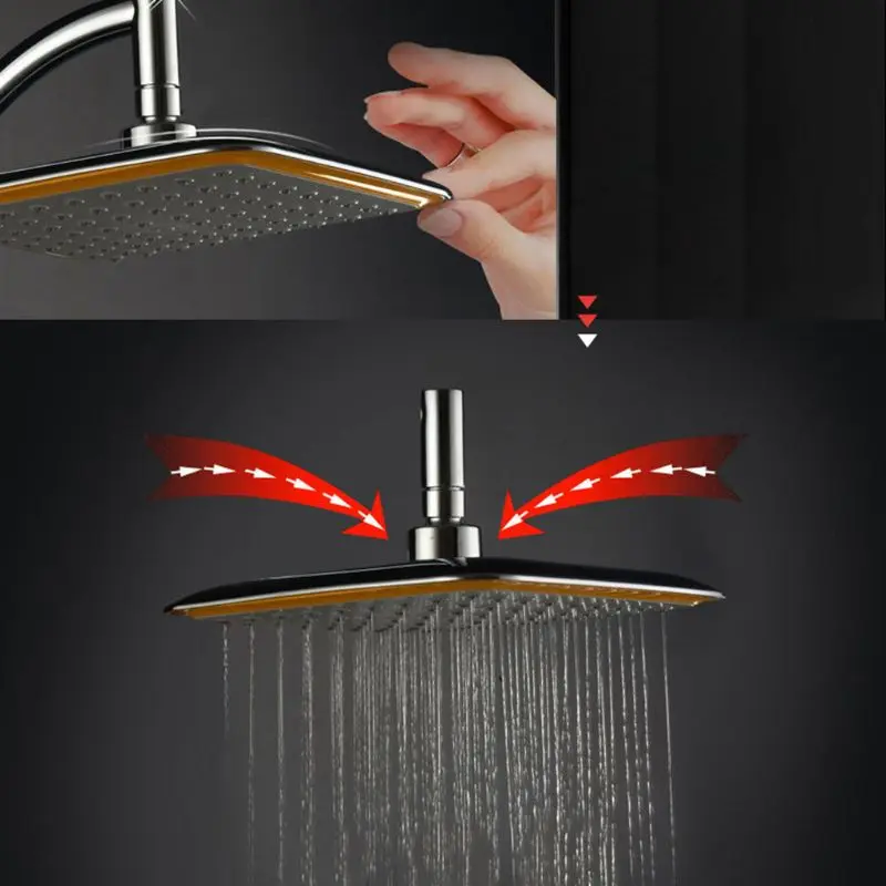 

1/2" Shower Head Square Top Sprinkler Chrome Finish Pressure Boost Water Saving Angle Rotating Bathroom Accessories Home Hotel