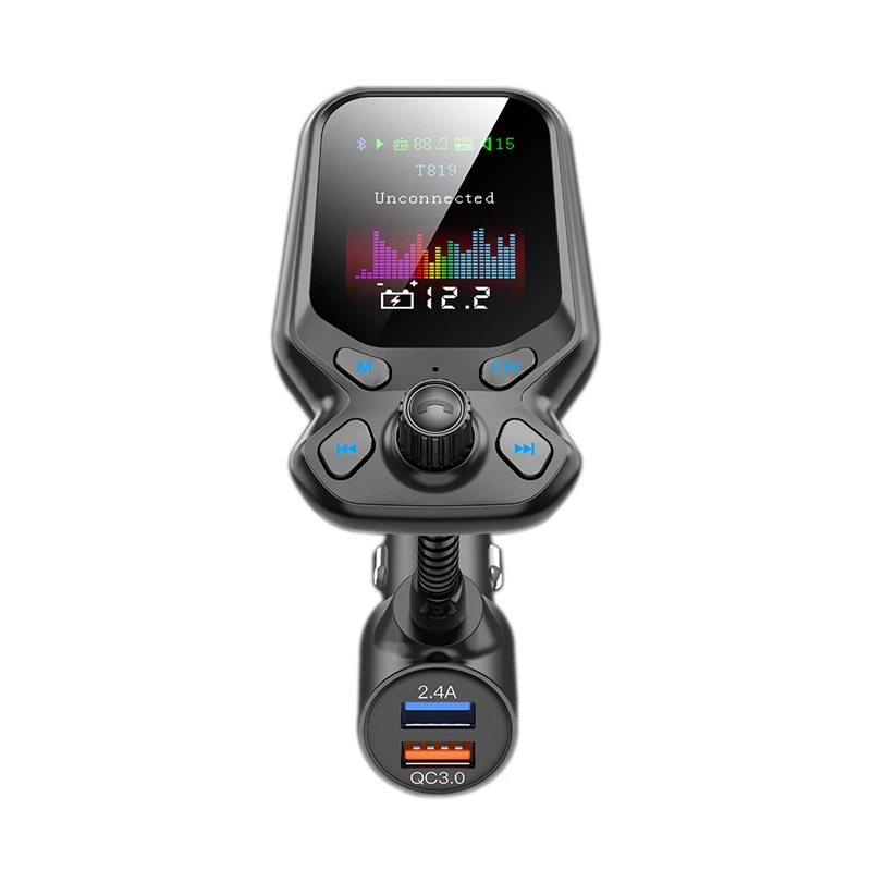 Bluetooth 5.0 FM Transmitter Car Kit 1.77In Screen Wireless Radio MP3 Player Adapter AUX U Disk TF Card Mp3 | Автомобили и