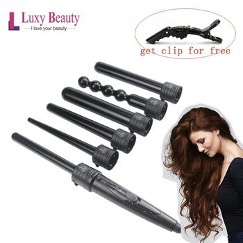 

6 in 1 professional Hair Curling Iron Hair waver Pear Flower Cone Electric Hair Curler Roller Curling Wand Salon DIY Styling Too
