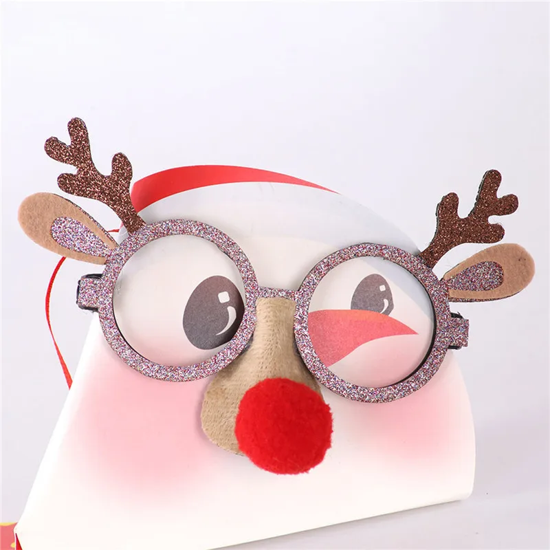 1PC Christmas Decorations Glasses Adult Kids Toys Christmas Antlers Santa Claus Snowman Glasses DIY Party Decoration@D