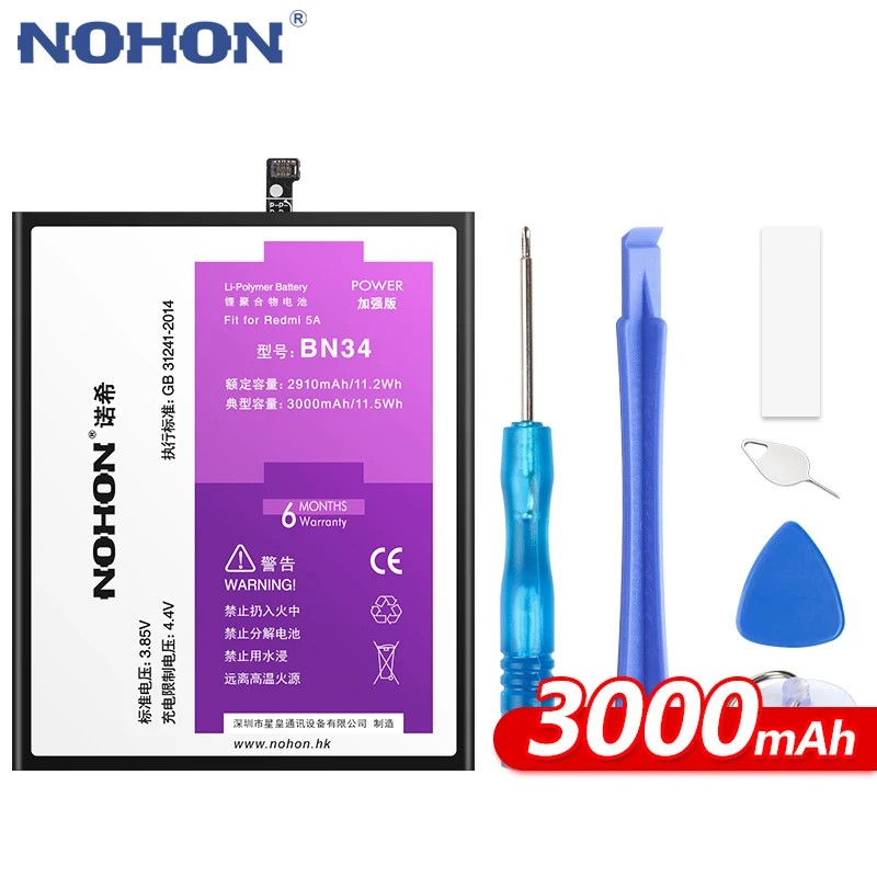 NOHON BN34 BN30 BN40 BM4A батарея для Xiaomi Redmi pro 5A 4A 4 Замена высокой емкости литий полимерный