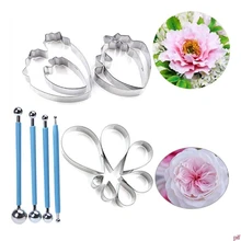 7 шт. розовое лепестковая форма-резак и 4 шт. Травяной Пион резак 4 шт. с металлическим декором