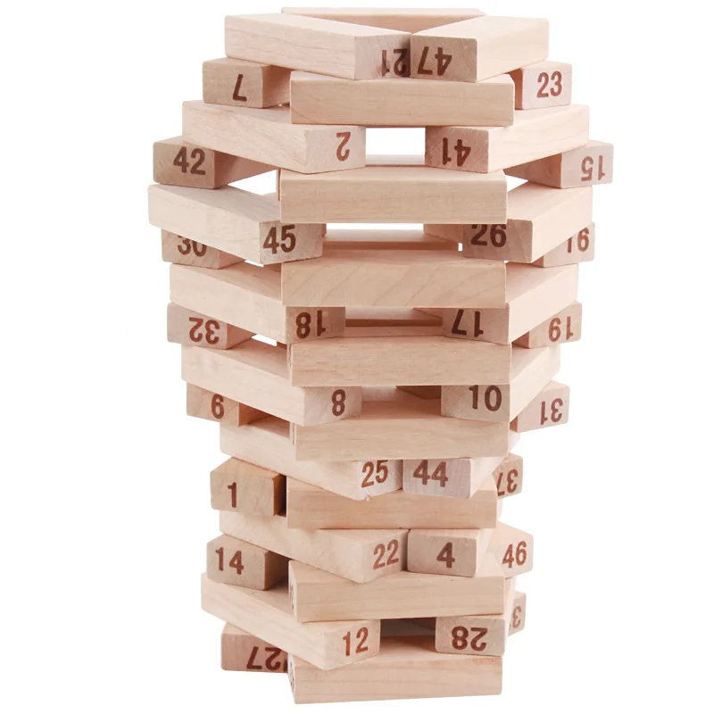 

Wooden Early Childhood Educational Logs with Numbers Layers Small Building Blocks Bricks Pro Creative Jenga Desktop Game