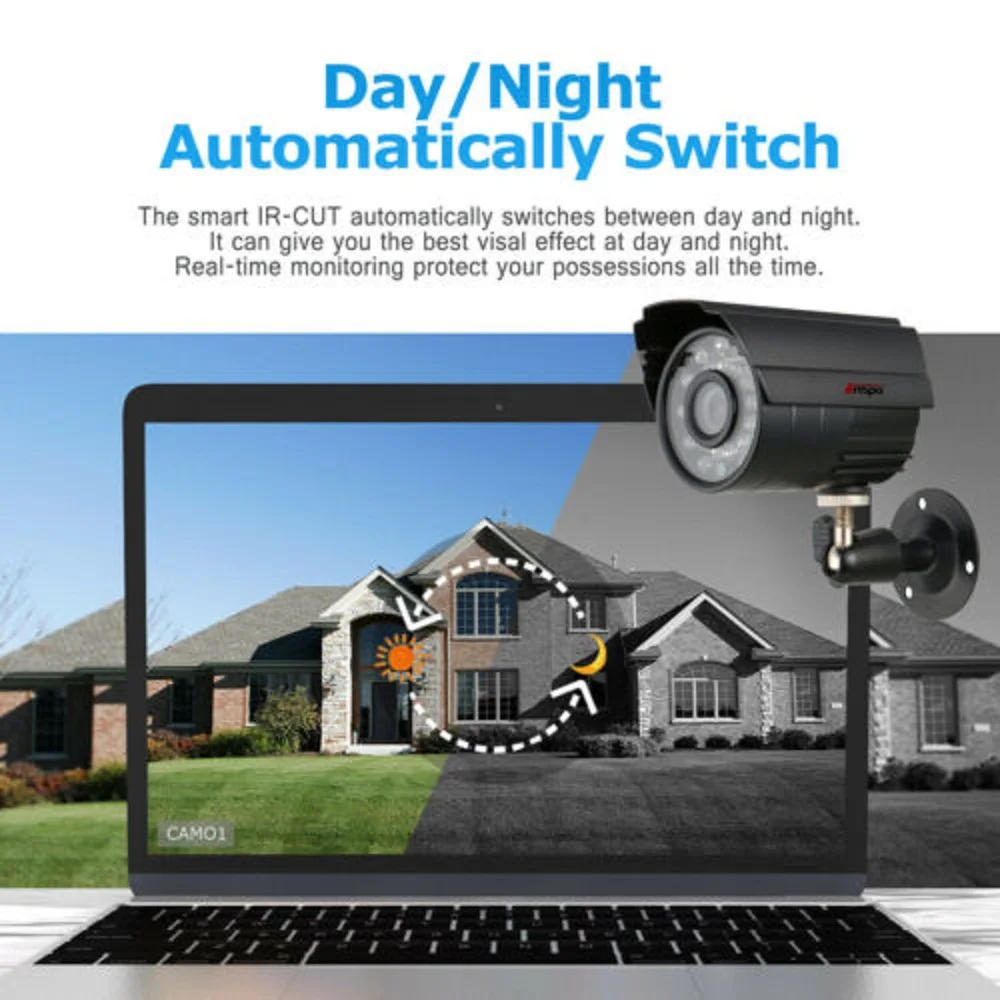Anspo Home Security Cameras System Video Surveillance Kit CCTV 4CH 720P 4PCS Outdoor AHD Security Camera System