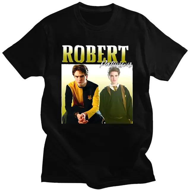 Robert Pattinson 90s Vintage Unisex Black Tshirt Men T Shirt Oversized Graphic T Shirts 100% Cotton T-shirt Man Woman Tees Tops Black 1645