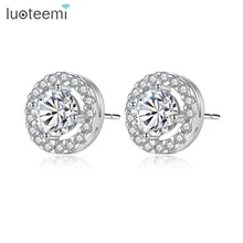 Luoteemi роскошный круглый Серьги-гвоздики Сердца и стрелы сократить высокое качество кубического циркония камень Для женщин Серьги ювелирные изделия оптом