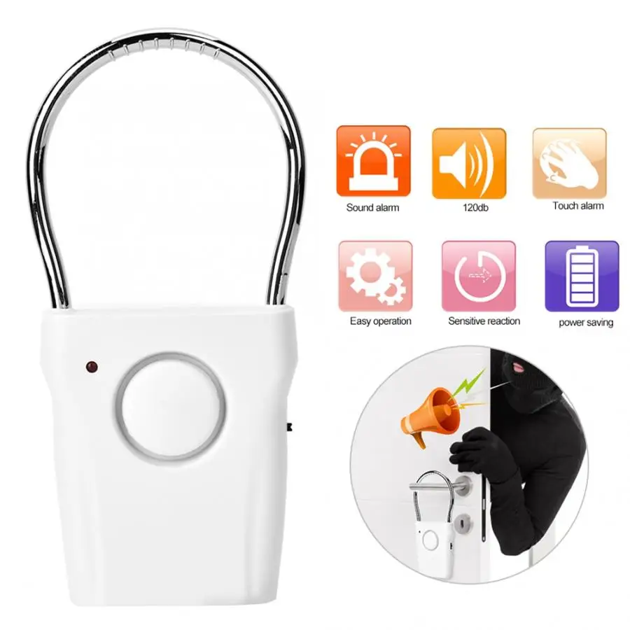 120dB Portable Door Sensor Alarm Handle Touch Anti-theft Security Siren Hotel Safety Stop | Безопасность и защита