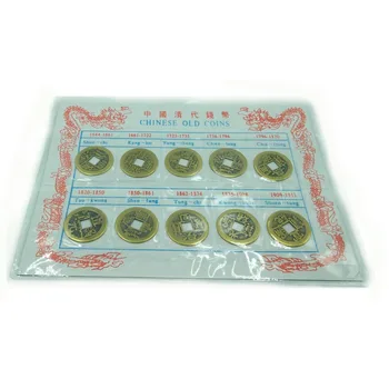 

ANGRLY 10pcs Chinese Feng Shui Coins Wealth Success Lucky Copper Chinese Coins Original Ten Emperor Money Ancient Currency Gifts
