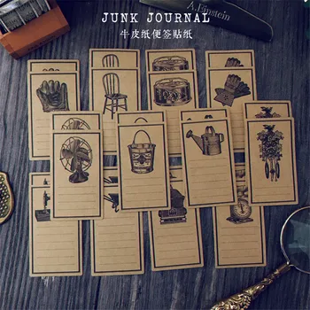 

24 Sheet Vintage Kraft Paper Label Stickers old Material Decor DIY Scrapbooking Stickers Stationery Diary Planner Bullet Journal