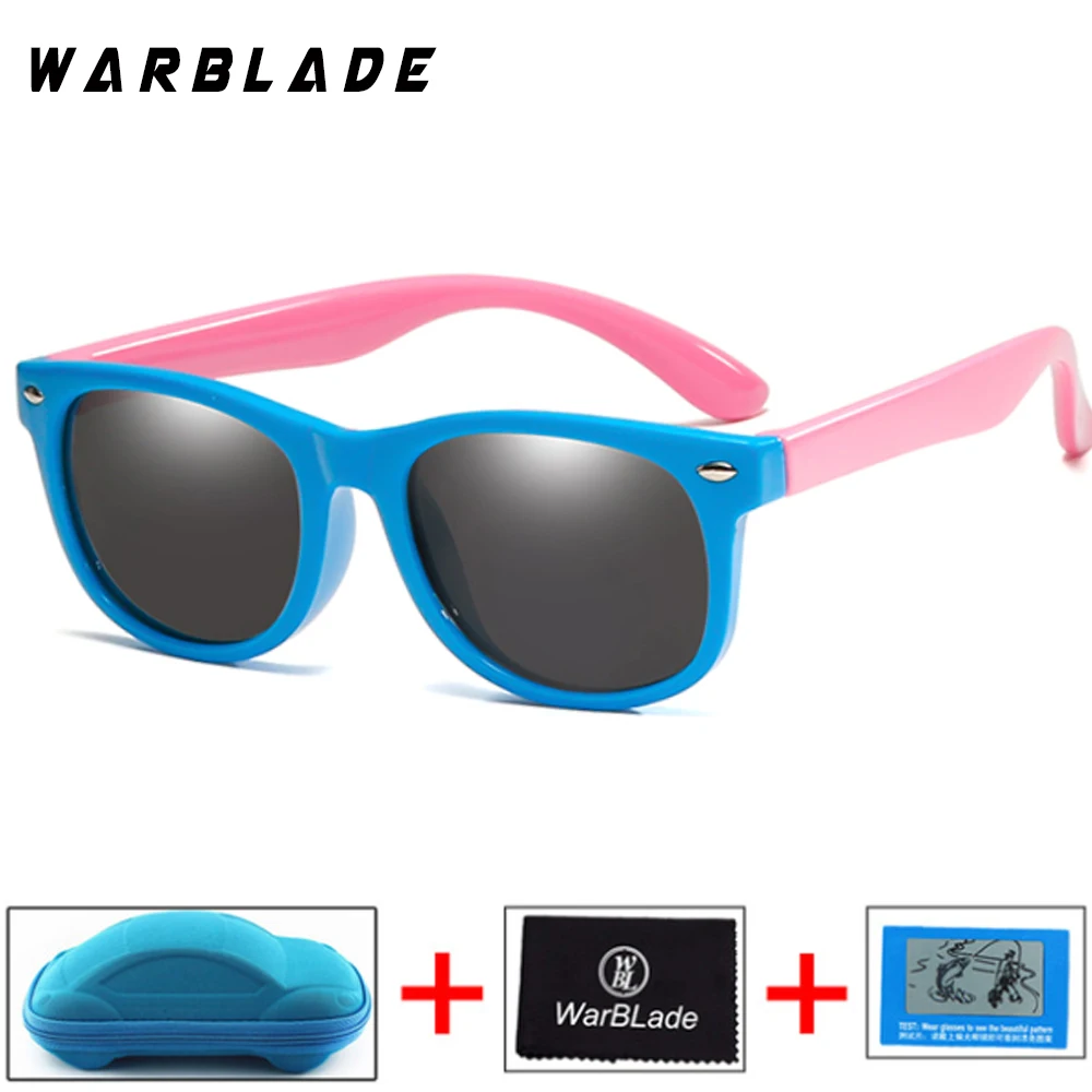 Детские поляризованные солнцезащитные очки для мальчиков и девочек, детские небьющиеся силиконовые защитные солнцезащитные очки UV400 очки, Детские Оттенки Oculos - Цвет линз: navy blue pink