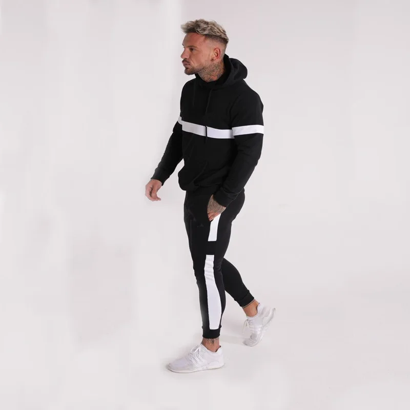 Black White Sport Suits Men Sportswear Quick Dry Running Sets GYM Clothes Men Sports Jogging Sets Fitness Training Suit Male