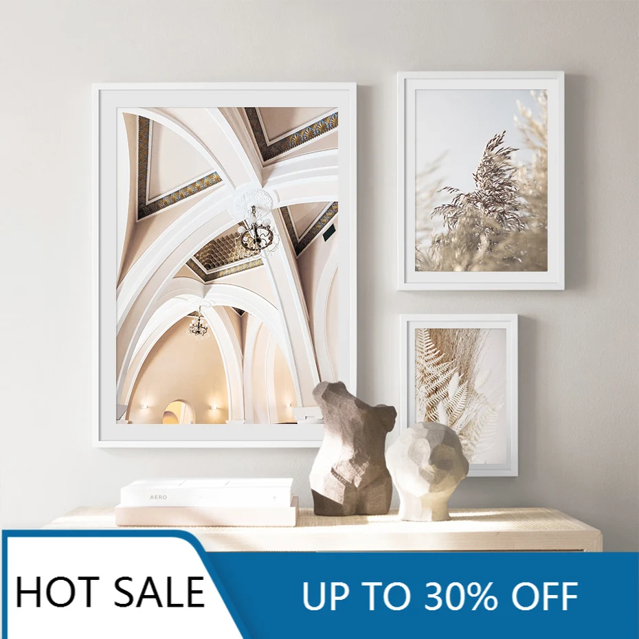 

Christmas Canvas Painting Trendy Moroccan Arched Door Dried Beige Color Palace Poster Wall Pictures for Living Room Home Decor