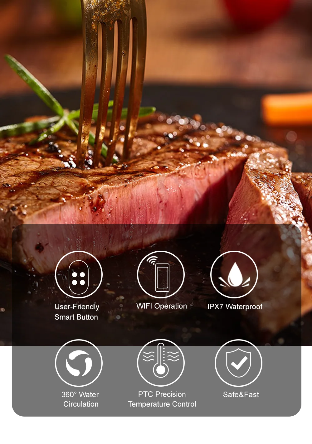 BioloMix 3rd Generation Smart Wifi Control Sous Vide Cooker 1200W Immersion Circulator Vacuum Heater Accurate Temperature