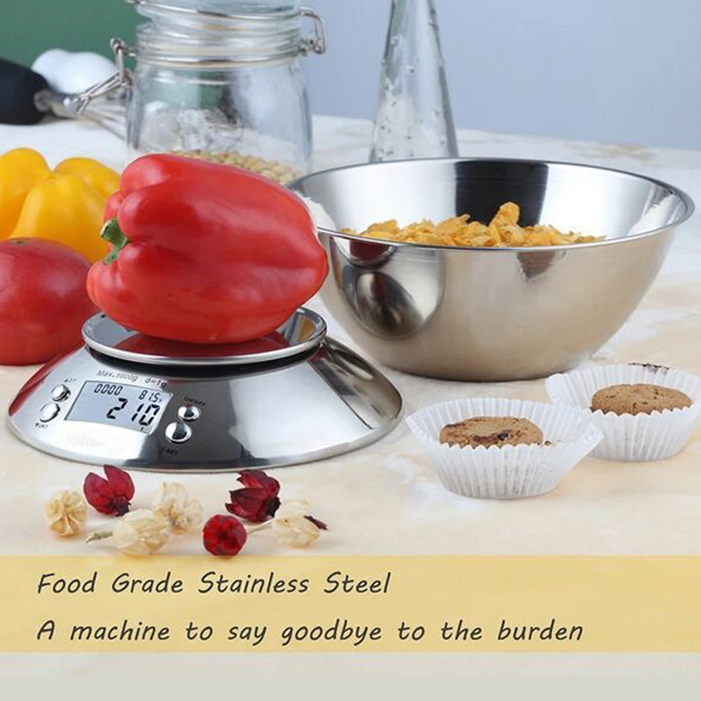 

Removable Stainless Steel Multifunction Food Digital Kitchen Scale Battery Powered Electronic With Bowl Cooking Home LCD Display