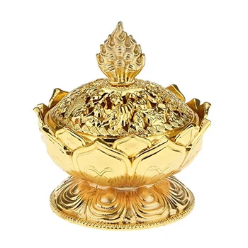 

Lotus Incense Burner Gold Mini Aroma Burner Buddha Incense Holder Home Decoration Lotus Flower Censer