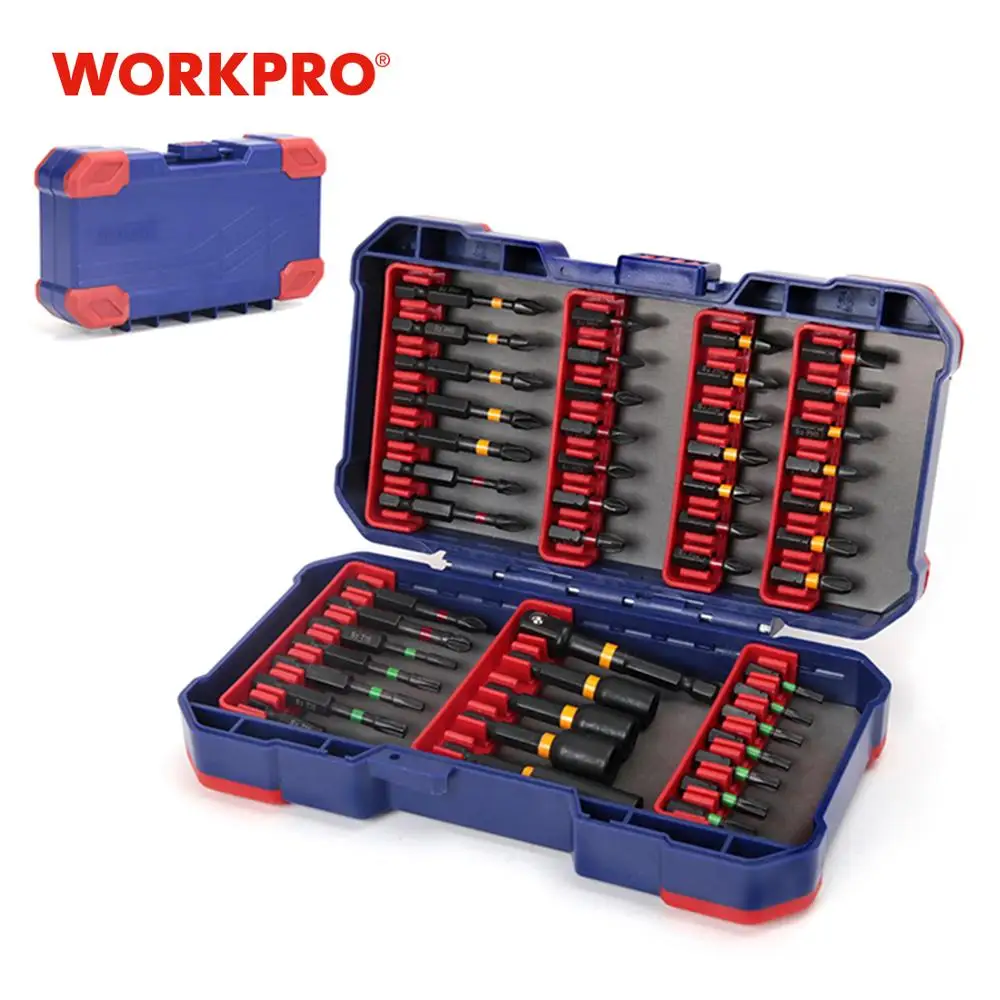 Набор бит для электрической отвертки WORKPRO шлицевые/Phillips/Torx/Pozidriv биты 47 в 1 ударные