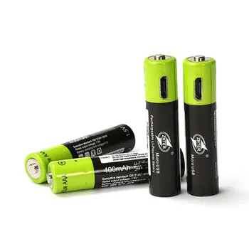 

4pcs/lot Znter AAA 400mAh USB Lipo Rechargeable Battery With USB Charging Cable Lithium Polymer li-ion li-po Batteries