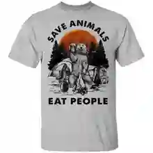 Кемпинг Медведь сохранить животных есть людей Мужская футболка S-6Xl светильник футболка