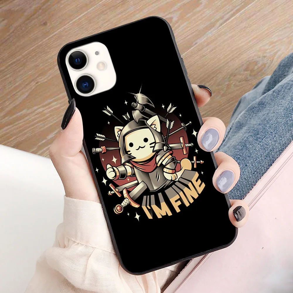 

I'm Fine cat soft TPU border phone case for iphone 11PRO 11PROMAX 11 X XS XR XSMAX 6 plus 7 7plus 8 8plus cover