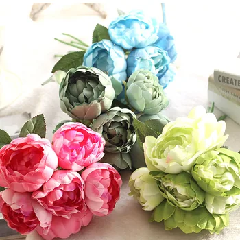

6 Heads Artificial Flower Indoor Outdoor Floral Decoration Wedding Party Ceremony Fake Flower Bouquet