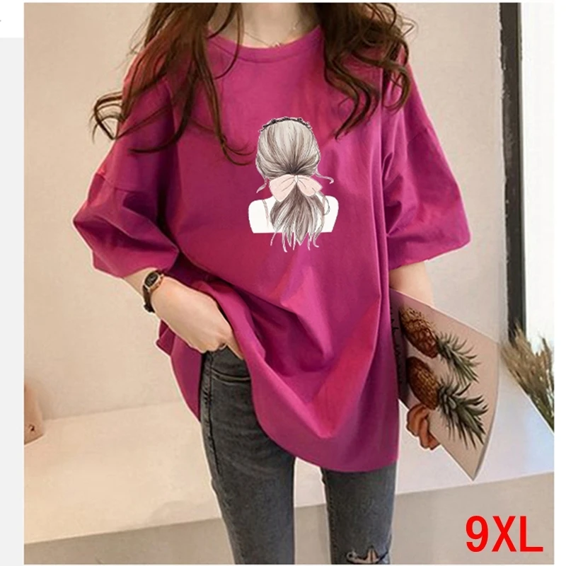Женская футболка большого размера плюс 6XL 7XL 8XL 9XL Летняя Повседневная Свободная