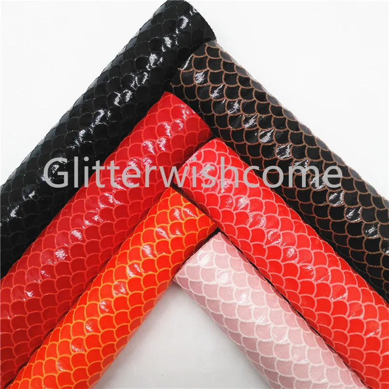 Glitterwishcome 21X29 см A4 размер винил для Лук Русалка ткань, рыбья чешуя Синтетическая кожа искусственная кожа листы для бантов, GM594A