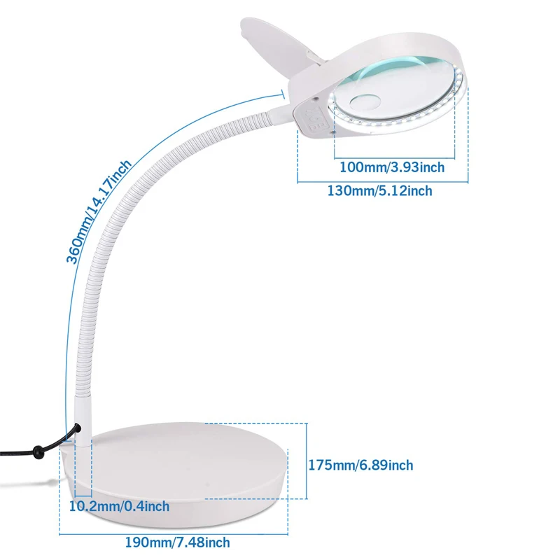 

Table Led Magnifier Lamp USB plug Glass Lens Desk Lamp Magnifying 10X/15X with 38 LEDs Stand