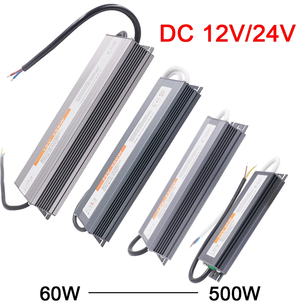 Fonte de Alimentação Led ac 110v 220v para dc 12v 24v Transformador de Iluminação Adaptador 60w 100w 200w 300w 500w Motorista Impermeável para Tira Conduzida