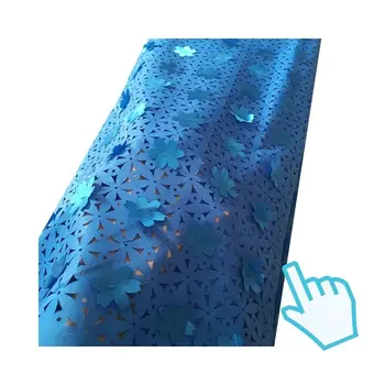 

5 Yards Clearance Sale Laser Cut Lace Fabric with 3d Flowers Sky Blue Grey African Lace Fabrics for Bridal Wedding Dresses