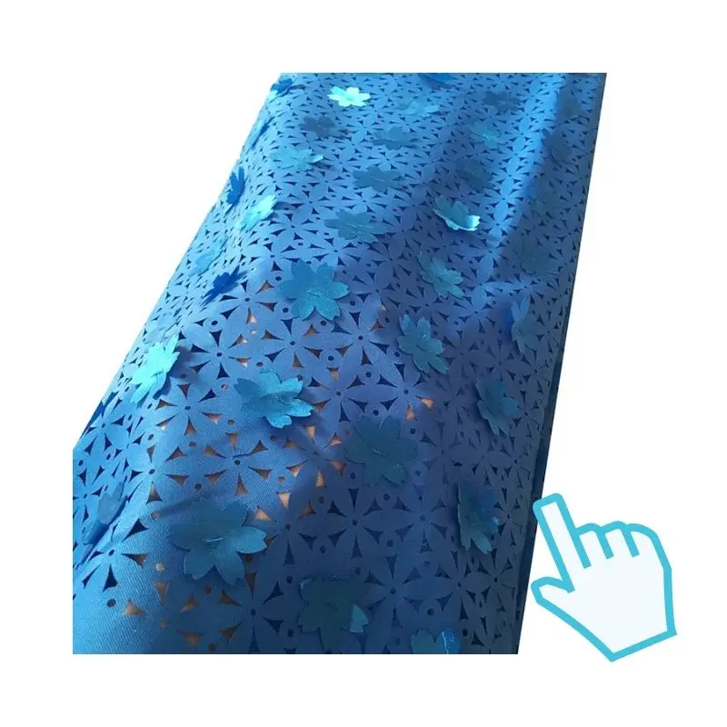 

5 Yards Sky Blue Laser Cut Lace Fabrics with 3d Flowers 2019 High Quality Wine Grey African Lace Fabrics for Wedding Dresses