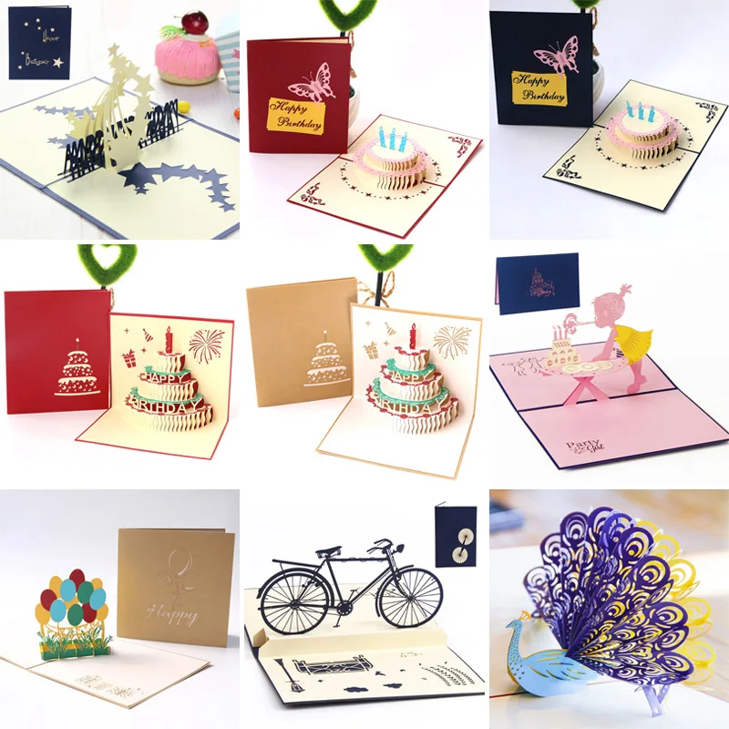  Handmade Birthday Greeting Card 3D Birthday Wedding Party Invitation Cards XH8Z - 4.00011E+12