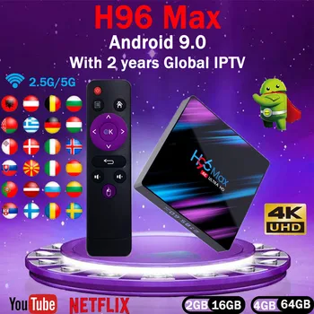 

Android 9.0 TV Box H96 Max 3318 2 year IPTV subscription optional 8000+ L1ve Sports Adult 18+ Europe IPTV Arabic USA 4K IPTV Box