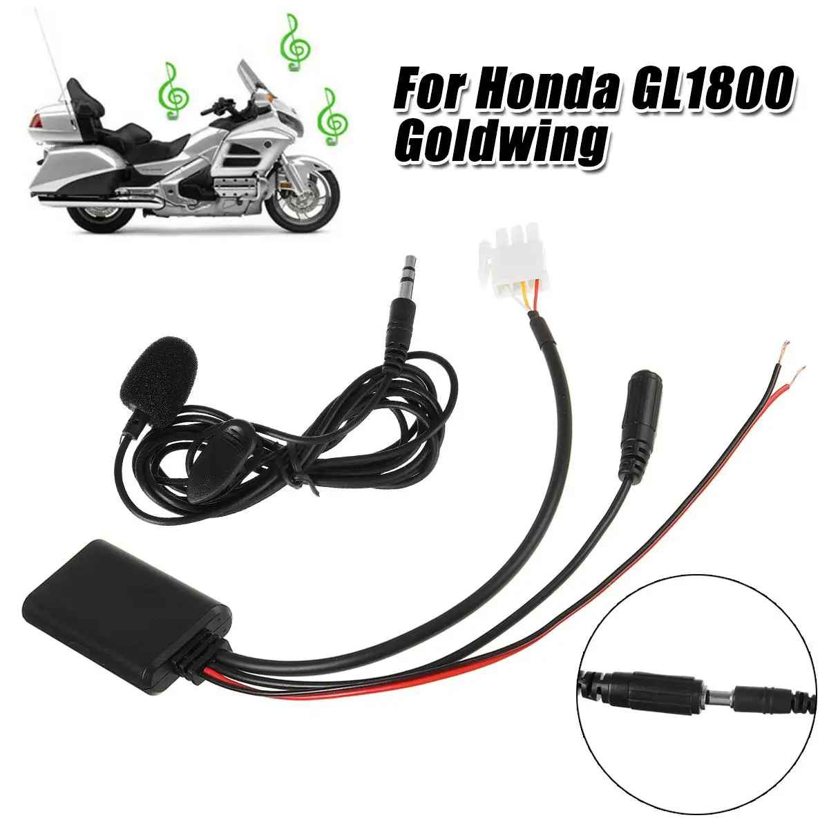 For Honda GL1800 Goldwing Motorcycle 3Pin AUX Audio Cable Adapter with