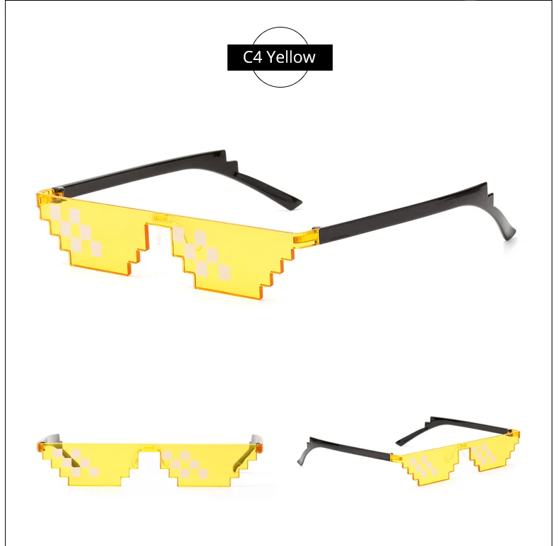 Ralferty, декоративные пиксельные очки для женщин и мужчин, фестивальные солнечные очки, брендовые маленькие, вечерние, 8 Bit Thug Life, MLG, пиксельные солнцезащитные очки W009