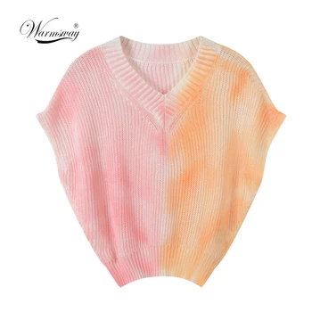

2020 Summer Women Designer Tie-Dye V Neck Fashion Knitted T Shirt Short Batwing Short Sleeve Slim Knitting Crop Tops B-127