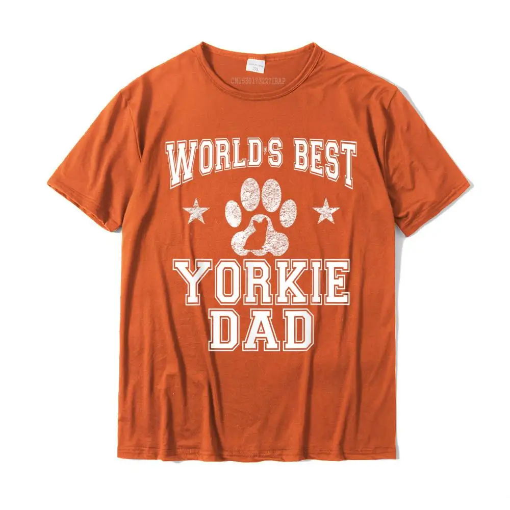 Camisa Crazy Summer Short Sleeve Summer Autumn Tees 2021 Fashion Round Collar 100% Cotton Tshirts Men's Top T-shirts Mens World's Best Yorkie Dad Dog Owner T-Shirt__MZ22612 orange