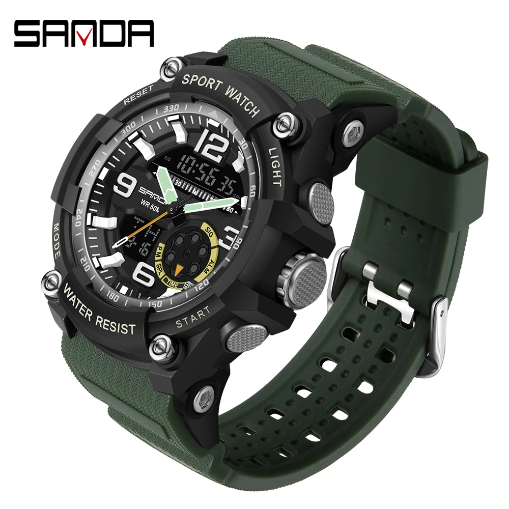 

SANDA men's military watch 50m waterproof watch LED quartz clock male relogios masculino digital sports watch men