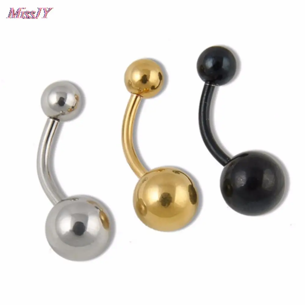 3Pcs/Set Gold Black Silver Colors Belly Button Rings Navel Piercing Body Jewelry Medical Stainless Steel Ball | Украшения и