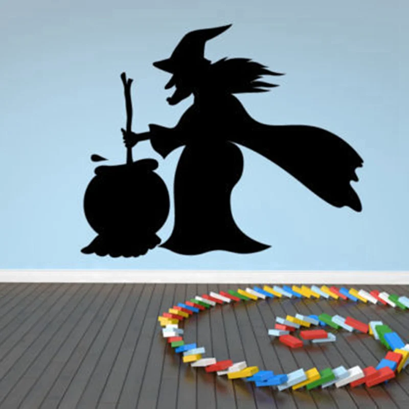 

Cauldron Cooking Witch Halloween Wall Sticker 1 Piece New Witch Silhouette Wall Sticker Creative Halloween Decoration Wall Decal